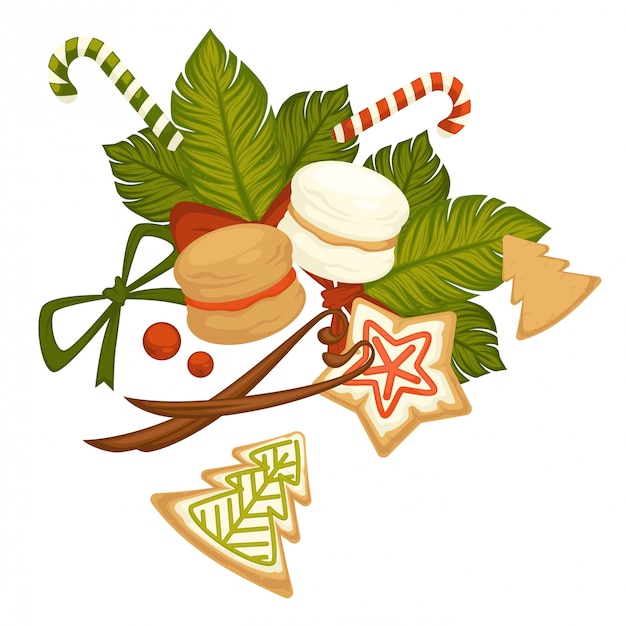 Merry christmas, winter holiday cookies and sweets .