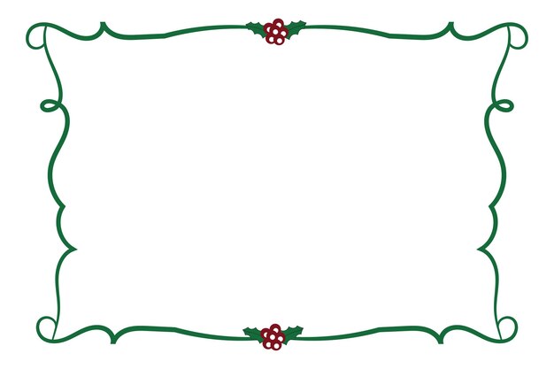 Vector merry christmas winter holly leaves square frames berry leaf ornament frame border decoration