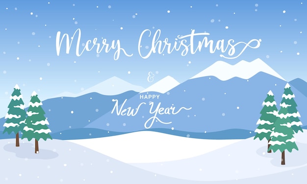 Merry christmas winter landscape background