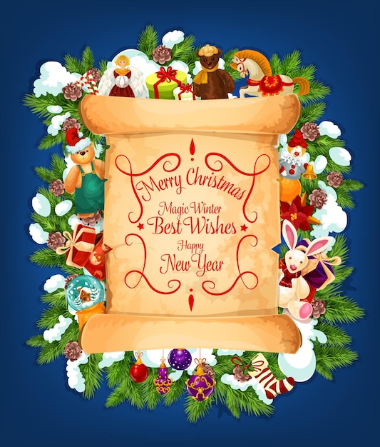 Merry Christmas wishes paper scroll