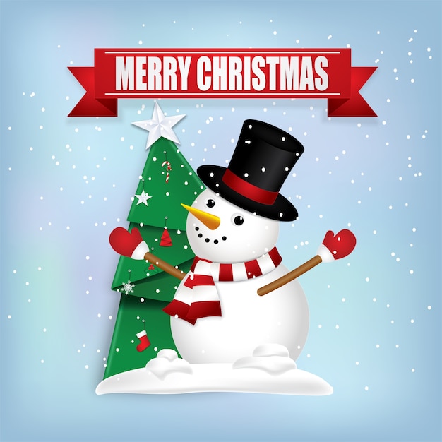 Merry Christmas with cute  Snowman.