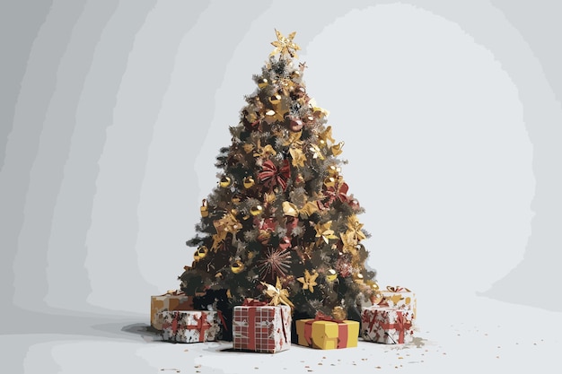 Merry Christmas with gifts and christmas tree Generative ai