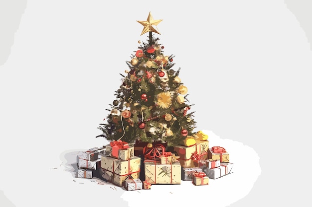 Счастливого Рождества с подарками и рождественской елкой Генеративный ИИ