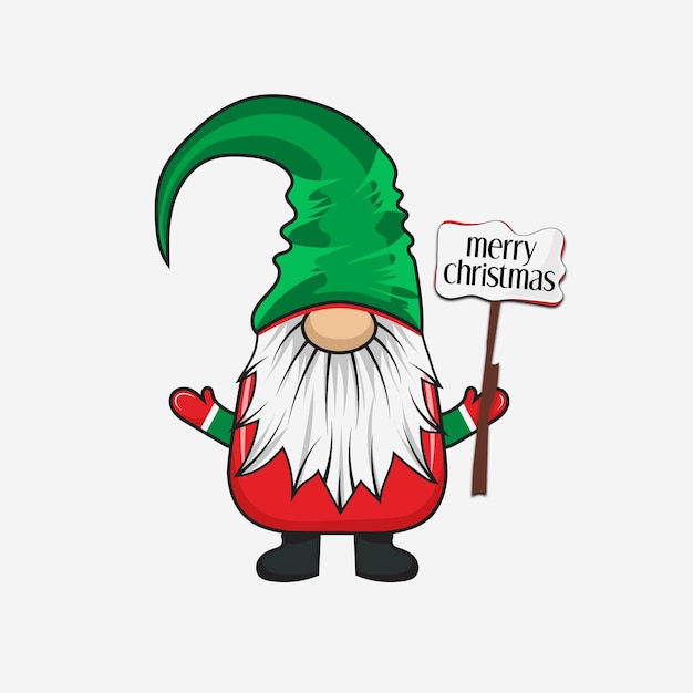 Merry Christmas with gnome vector illustration