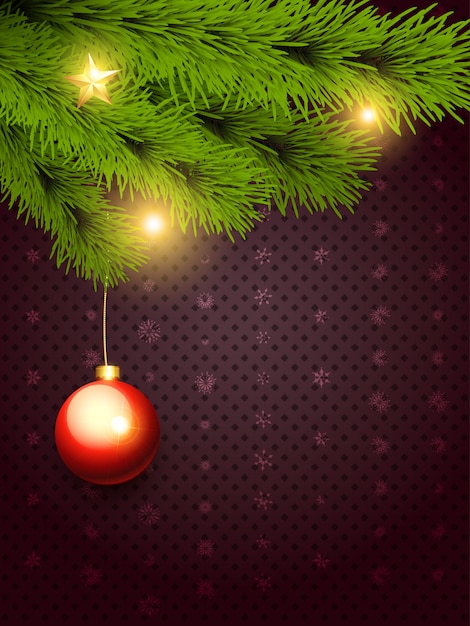 ベクトル 掛かるボールが付いているメリークリスマス