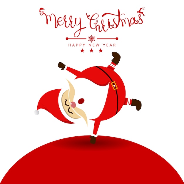 Vector merry christmas with santa claus. vector illustration