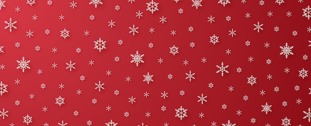 Merry Christmas with snowflakes and snowfall background in paper art style