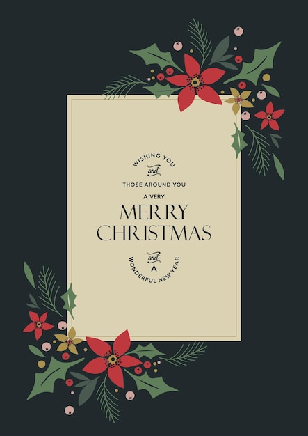 Merry christmas a wonderful new year greeting card template