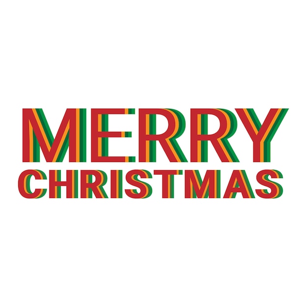 Merry Christmas word art in red green orange color Colorful Merry Christmas word in graphic style