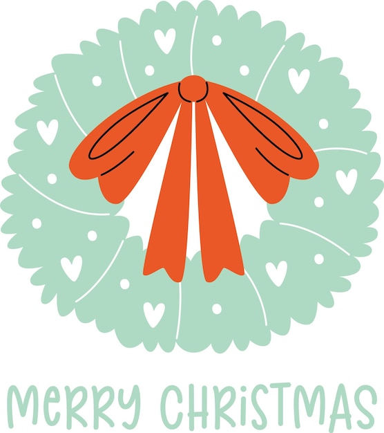 Merry christmas wreath sticker