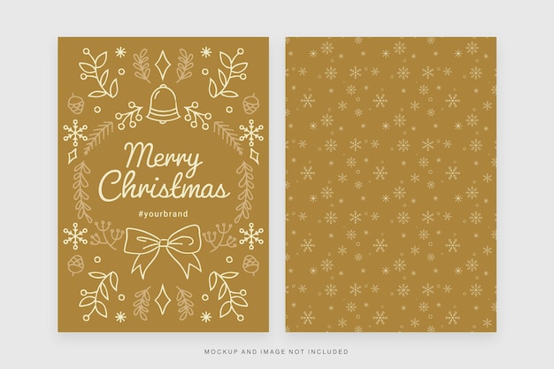 Merry Christmas Xmas Card Ornate Golden Theme Flyer Template in Vector for Holiday Season