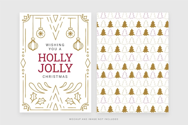Merry Christmas Xmas Card Ornate White Goalden Theme Flyer Template in Vector for Holiday Season