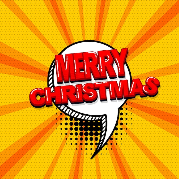 Merry christmas xmas sound comic book text effects template comics speech bubble halftone pop art