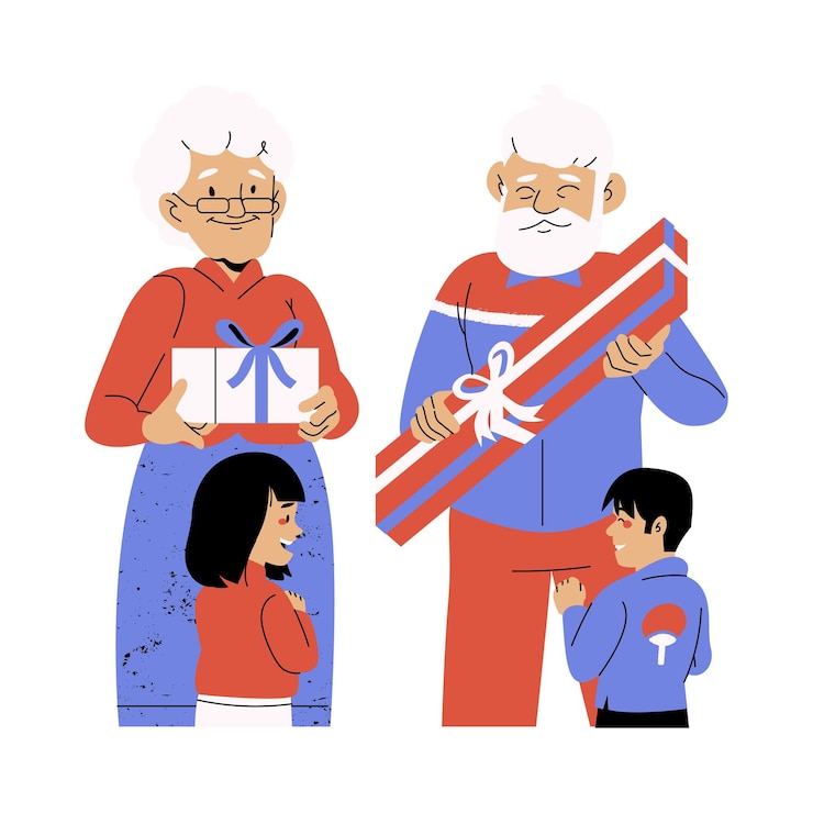 Vector 가족과 함께하는 메리 크리스마스