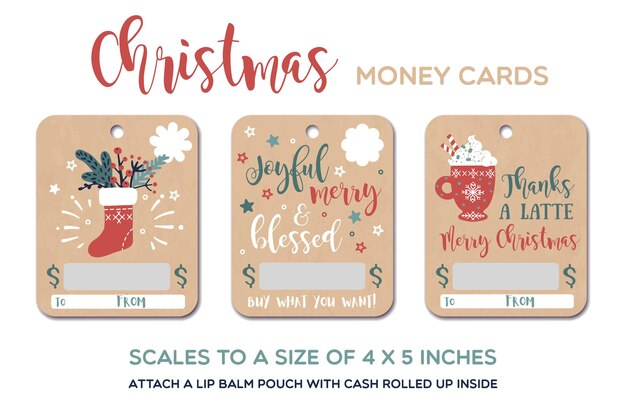 Merry Chtistmas Thanks a Latte greeting cards Christmas gift card money card template