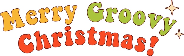 Vector merry groovy kerstbriefjes sticker