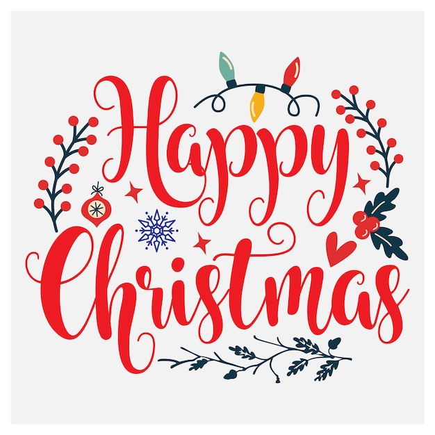 Vector merry and happy christmas svg lettering design