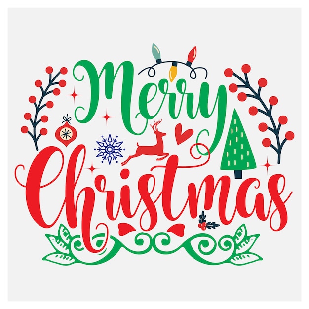 Vector merry and happy christmas svg lettering design