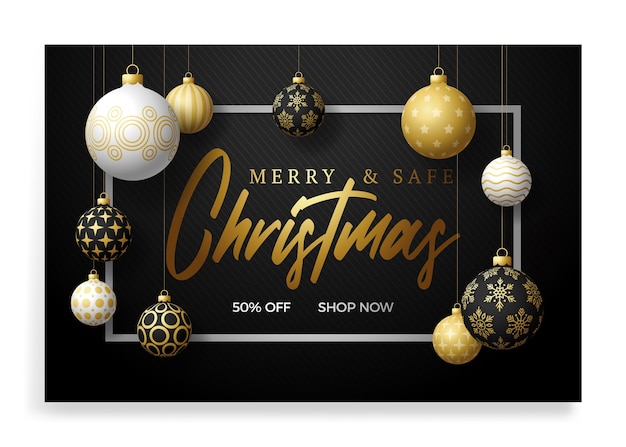 Vector merry and safe christmas banner illustration