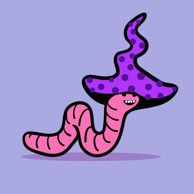 Merry worm in a witch's hat