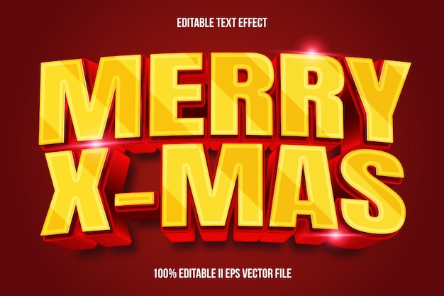 Vector merry x mas bewerkbare tekst-effect 3d emboss gradient style