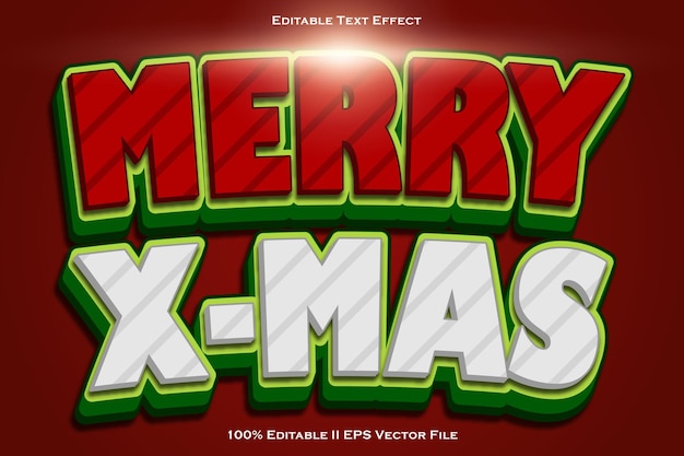 Merry X Mas bewerkbare tekst-effect 3d Emboss stijl