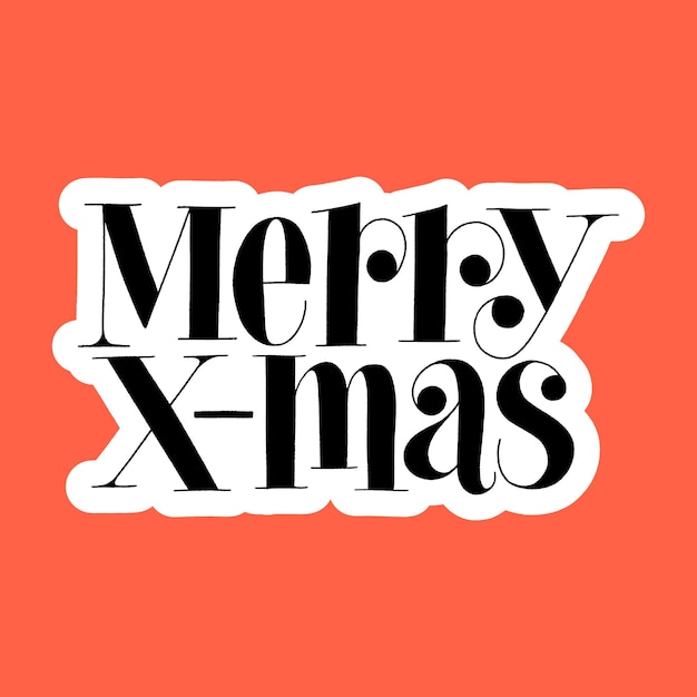 Merry x-mas hand-drawn lettering quote for Christmas time. Text for social media, print, t-shirt, card, poster, promotional gift, landing page, web design elements. Vector illustration