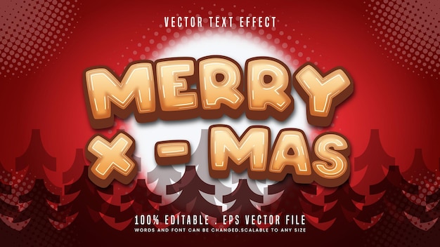 Merry xmas 3d bewerkbare teksteffect lettertypestijl