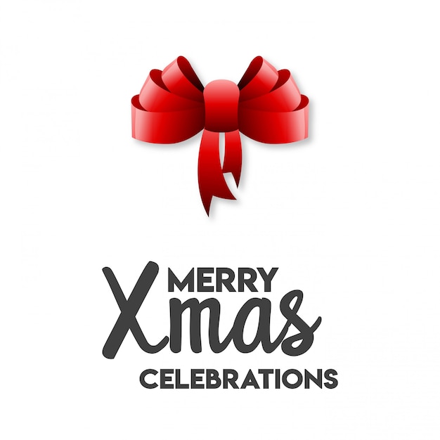 Vector merry xmas celebrations ribbon bow