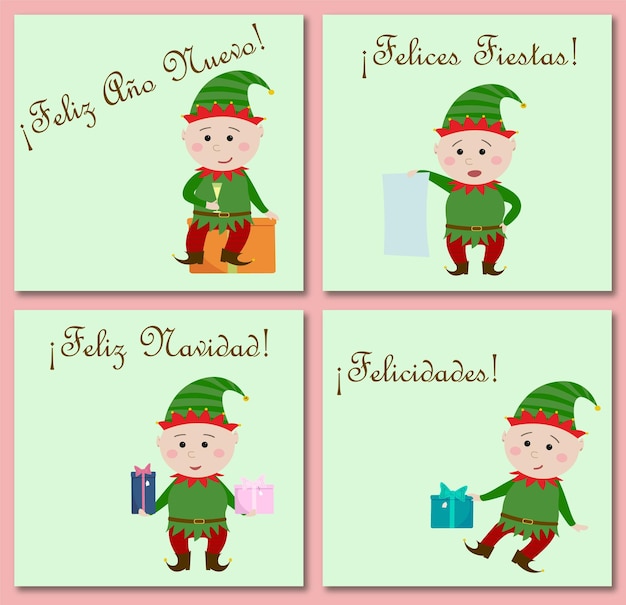 Merry xmas elf set of cards