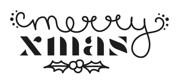 Merry xmas handlettering vectorillustratie