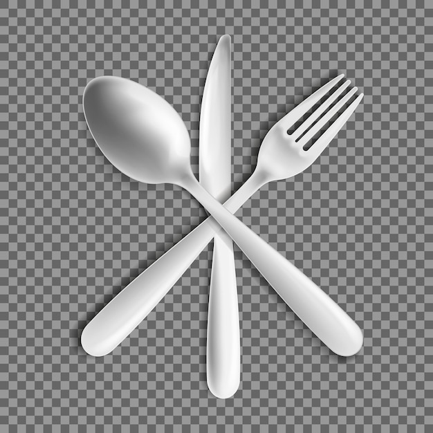 Mes, lepel en vork, geïsoleerd op een witte achtergrond vectorillustratie