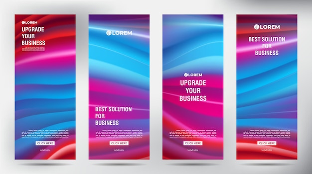 Mesh color flow roll up business brochure flyer banner design modello verticale, copertina presentazione sfondo, moderna pubblicazione x-banner e bandiera-banner, set di roll up banner stand template design