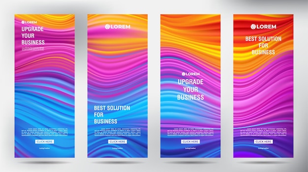 Mesh color flow roll up business brochure flyer banner design modello verticale copertina presentazione sfondo pubblicazione moderna xbanner e flagbanner set di roll up banner stand template design