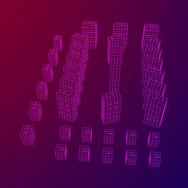 Mesh Cubes City Array
