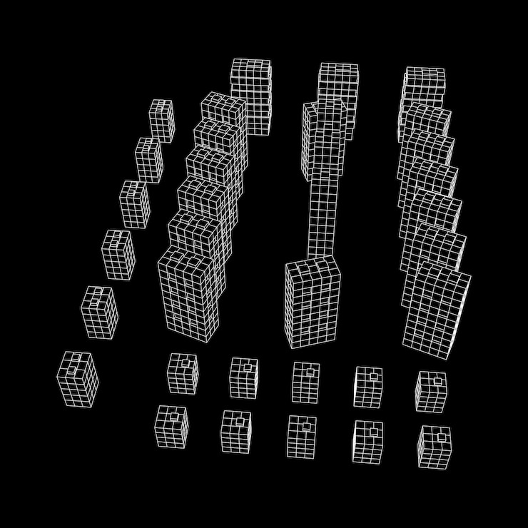 Vector mesh cubes city array