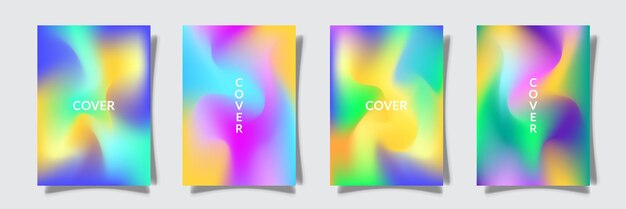 mesh gradation modern cover set collection, smooth color, colorful background template vector