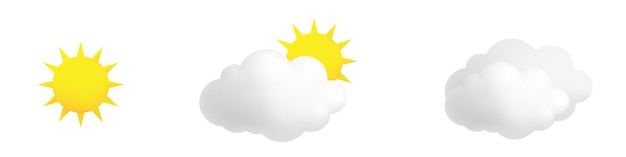Сетчатое градиентное солнце и иллюстрация облаков