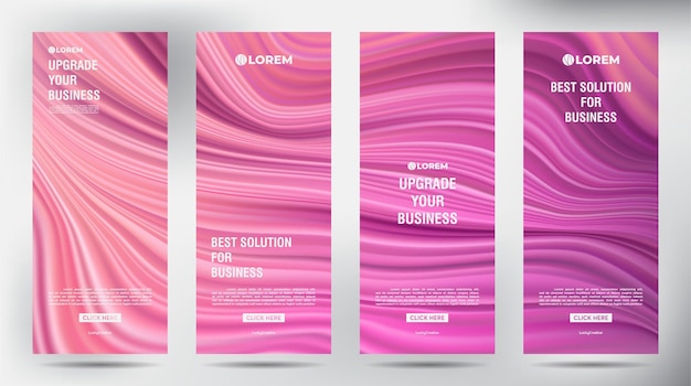 Mesh kleur stroom oprollen zakelijke brochure flyer banner ontwerp verticale sjabloon dekking presentatie achtergrond moderne publicatie xbanner en flagbanner Set van Roll up banner stand sjabloonontwerp