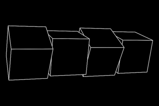 Illustrazione di vettore del concetto di visualizzazione dei dati digitali degli elementi dei cubi di poli basso della maglia