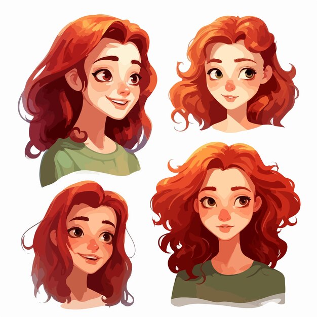 Vector mesmerizing portrait of a woman with red hair