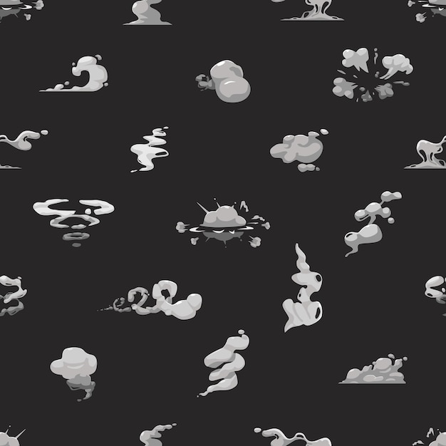 Mesmerizing Seamless Pattern Featuring Swirling Smoke Clouds In Gray Shades Creating An Atmospheric And Mysterious Tile Design Tile Background Textile Print Wallpaper Cartoon Vector Illustration