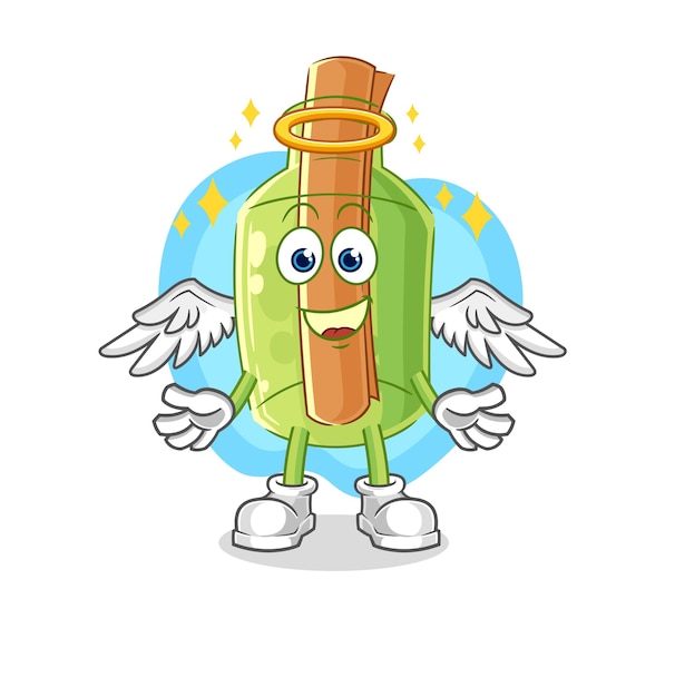 Message in a bottle demon with wings character cartoon mascot vector