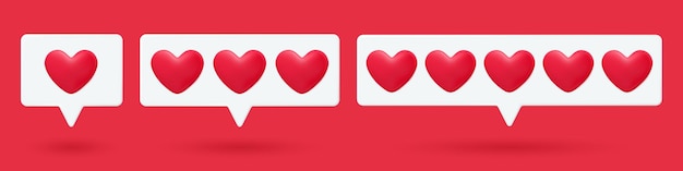Сообщение пузырь с сердечками 3d вектор День Святого Валентина любовное сообщение Социальные сети, как или комментарий веб-сайт обратной связи Любовь свадьба помолвка знакомства и символ страсти