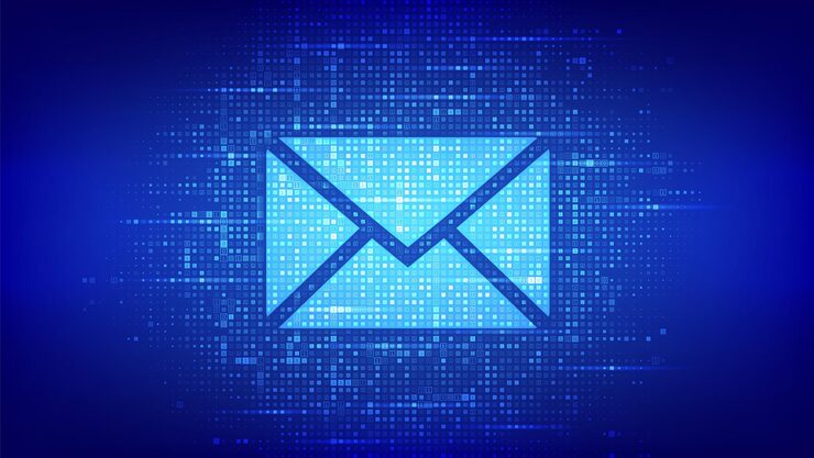 Vector message icon made with binary code email mail communication online chat global networking digital binary data and streaming digital code matrix background with digits 10 vector illustration