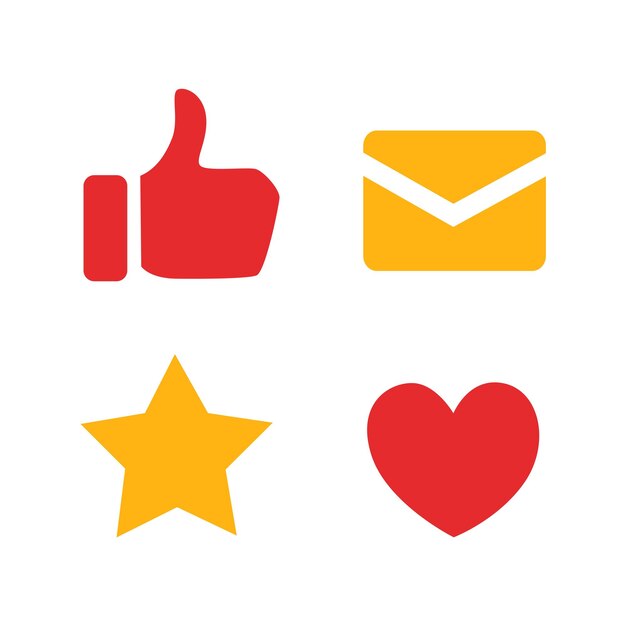 message like and favorite symbol vector set design