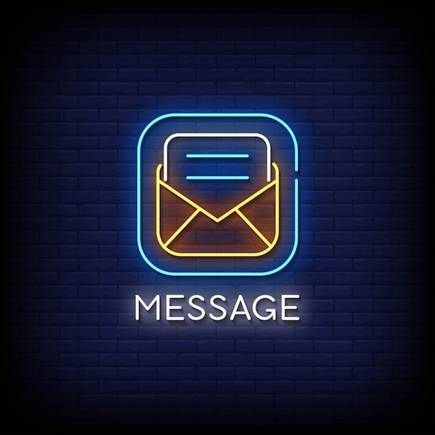 Vector message neon signs style text vector