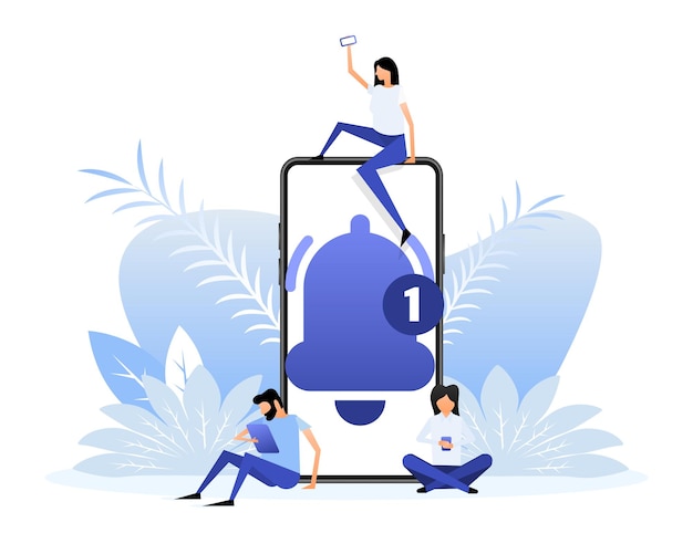 message notification bell with people calendar vector icon flat illustration social media flat icon