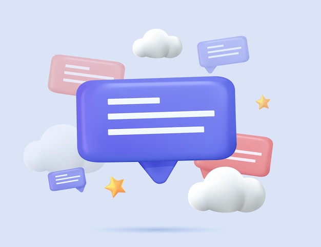 Vector message notification icon cloud new message realistic 3d design dialog chat speech bubble