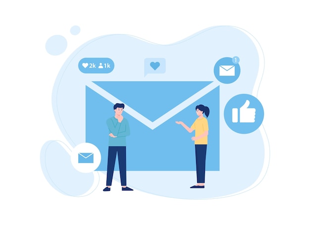 Message and notification icon concept flat illustration